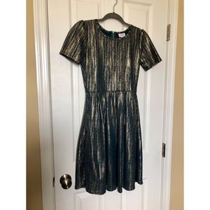 Lularoe Amelia Teal and Gold dress